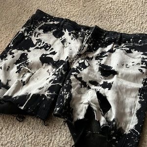 Distressed black shorts